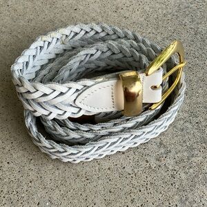 White Braided Leather Belt, XL